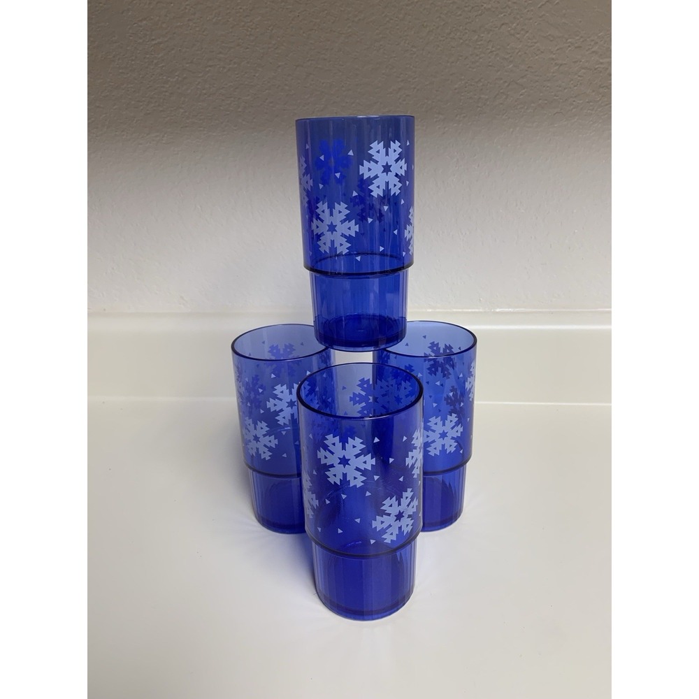 4~Tupperware Snowflake Tumblers 14 oz Royal Blue Preludio Acrylic Stackable